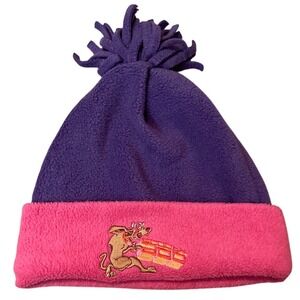 Vtg 2001 Cartoon Network Scooby Doo Beanie Pom Hat Embroidered Pink Purple Girls